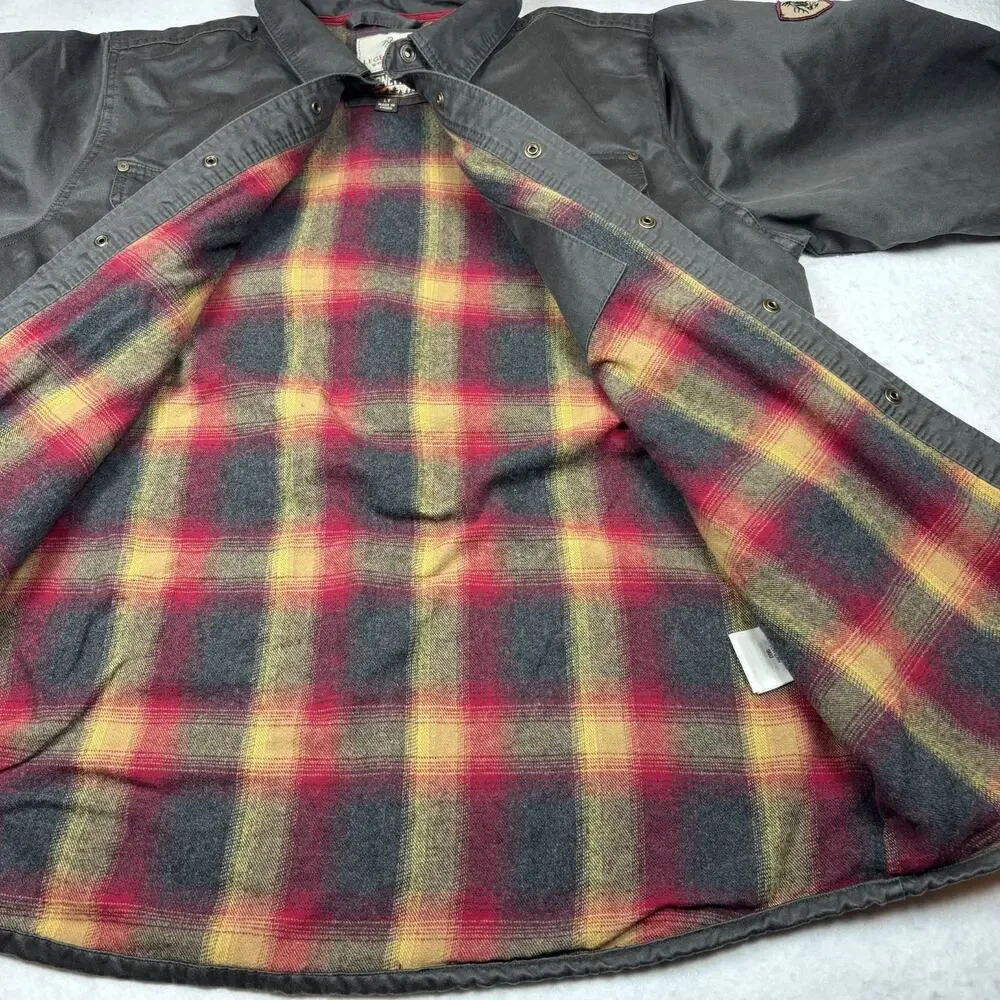 LEGENDARY WHITETAILS MEN'S LINED BUTTON SNAP JACKET GRAY POCKETS SIZE LT